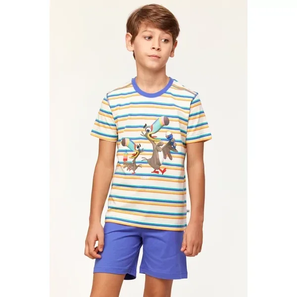 Toekan Jongens Pyjama - S stripe Woody tucan striped, 3 jaar