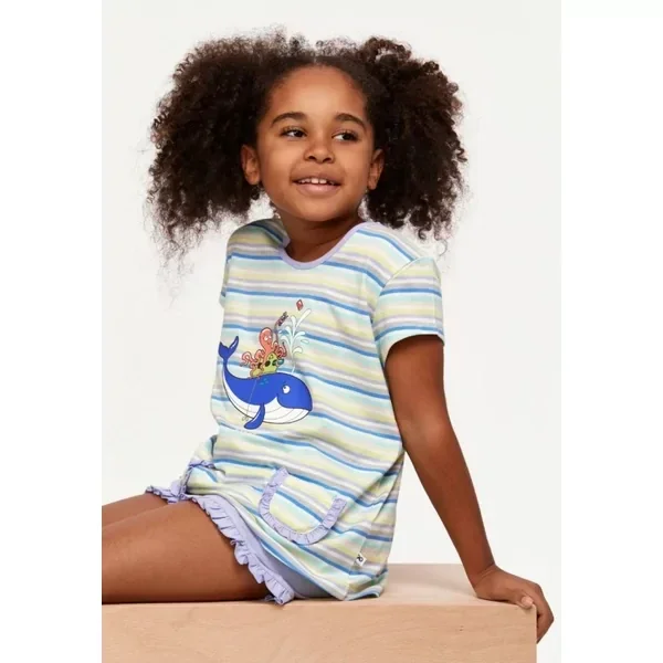 Walvis Meisjes Pyjama - S stripe Woody whale striped, 2 jaar