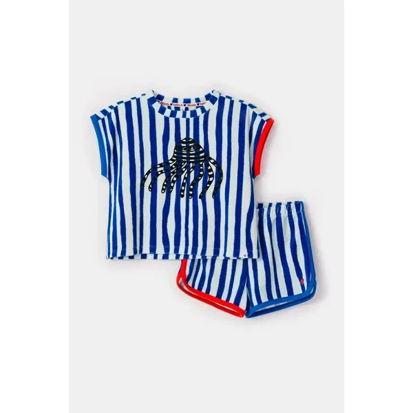 Woody x helen b Meisjes Beach Set - blauw-wit gestreept, 12 jaar