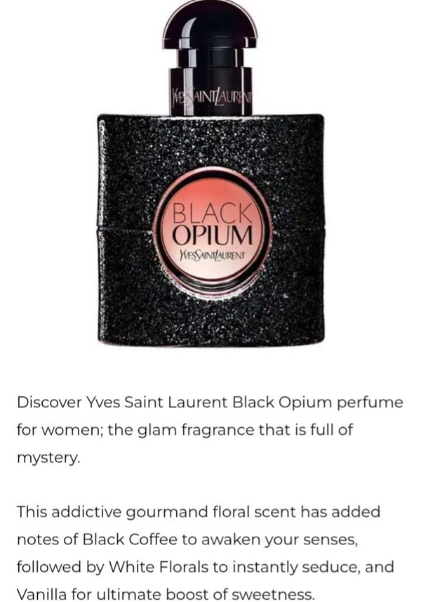 Black opium in a mini bottle