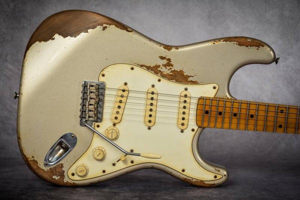 S-Style E-Gitarre Relic Custom Shoreline Gold Gemahl-Guitars Kloppmann Pu's