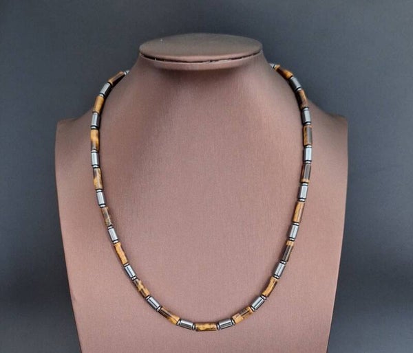 Geel Tijgeroog Hematiet natuursteen ketting