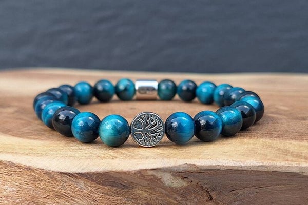 Karmastic 'Blauw Tijgeroog' armband - 8mm BOL