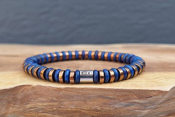 Lapis lazuli 'koper' armband - 6mm HEI