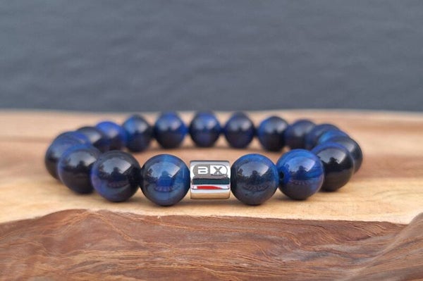 Blauw Tijgeroog armband - 10mm CL10