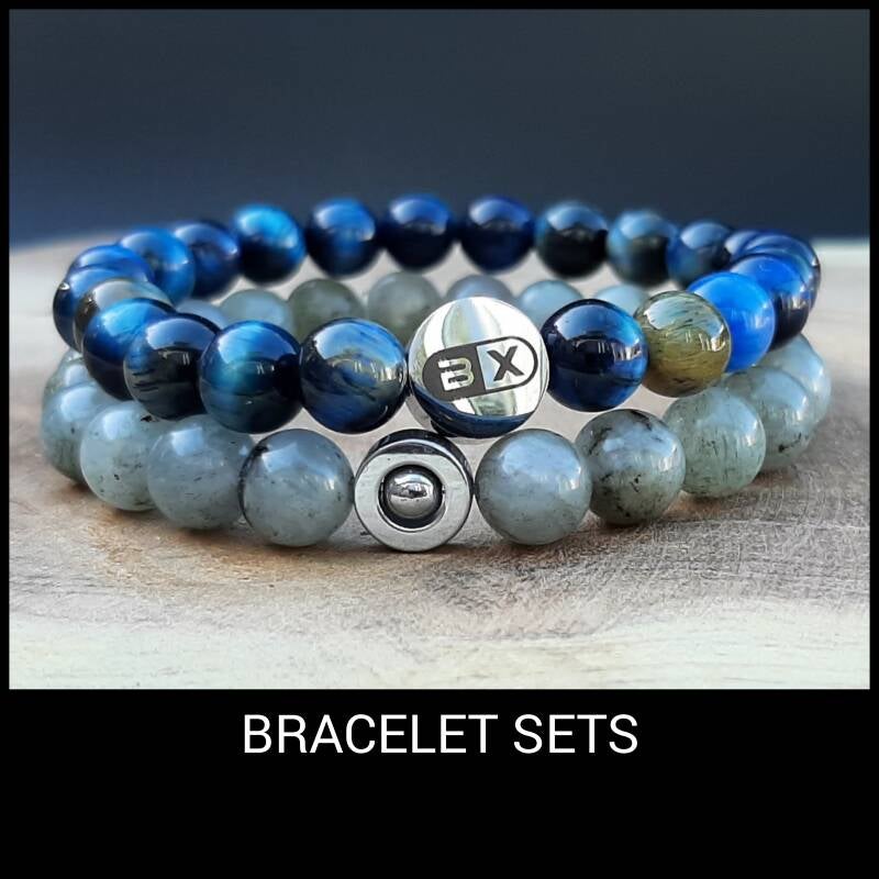 Tijgeroog Lapis lazuli armbandenset met Labradoriet