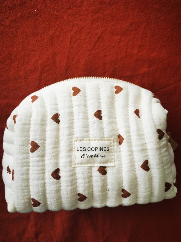 Trousse de toilette cœur taupe