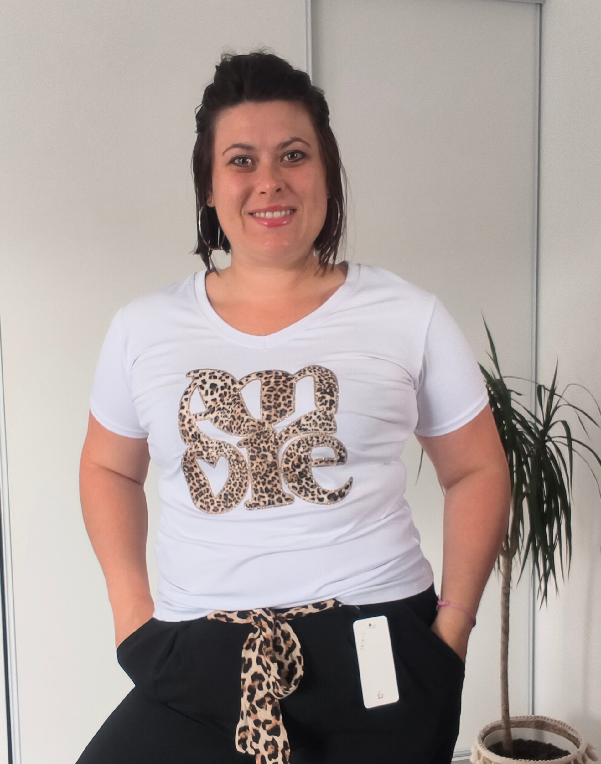 T-shirt amore léopard