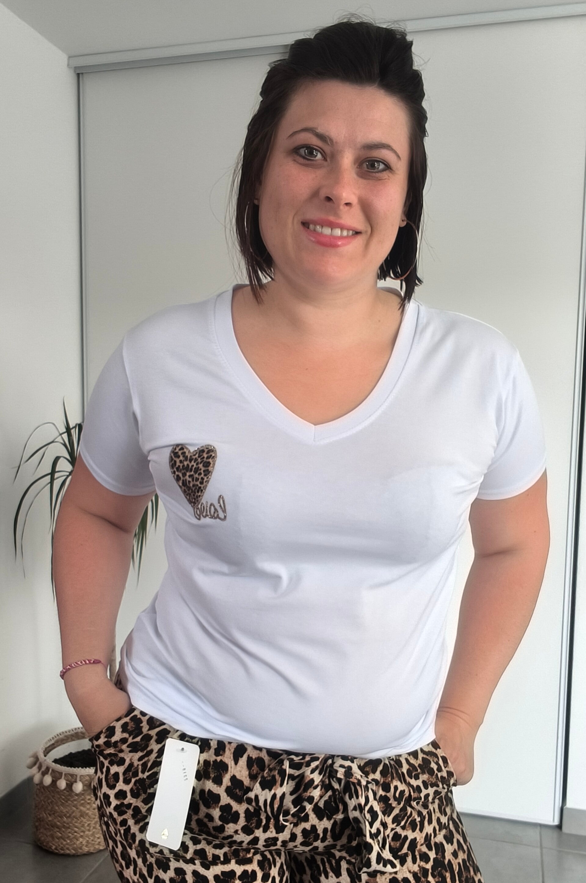 T-shirt coeur léopard