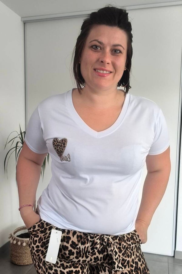 T-shirt coeur léopard