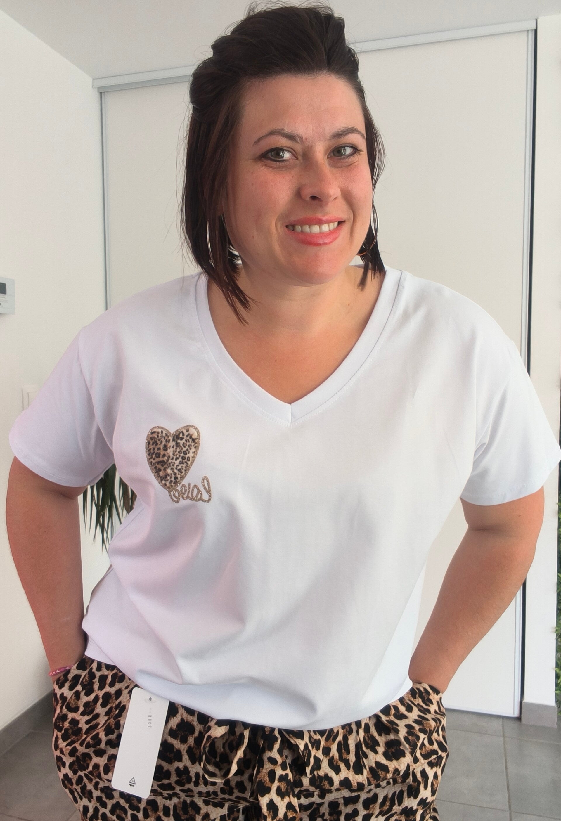 GT t-shirt coeur léopard