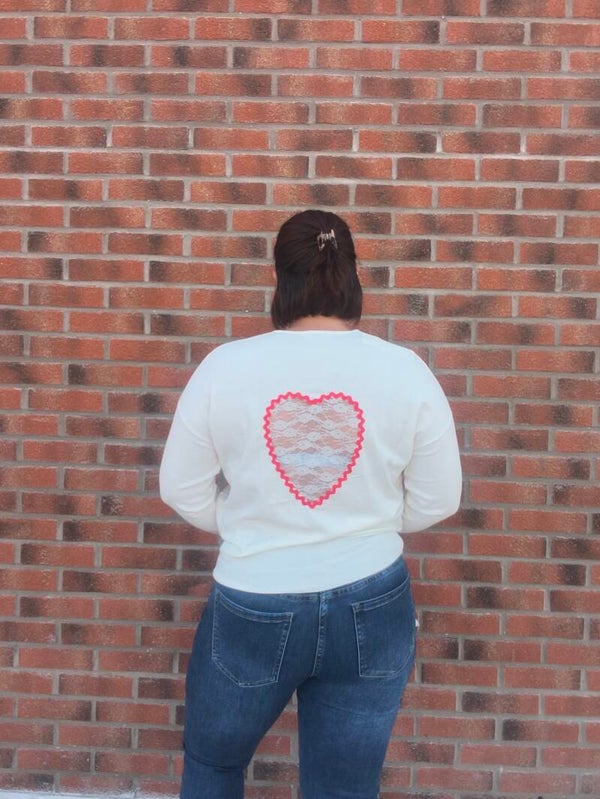 Pull coeur ecru