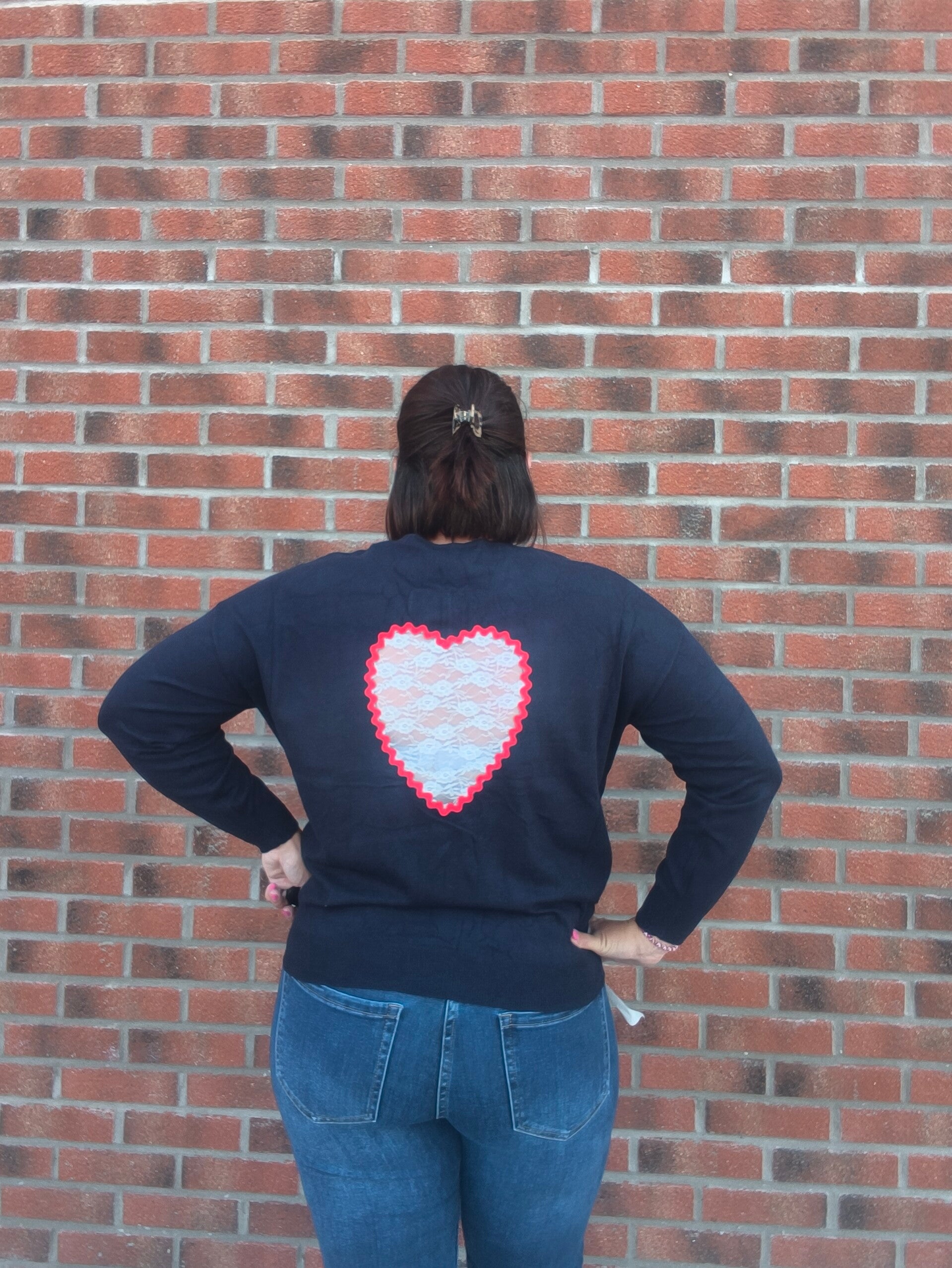 Pull coeur marine