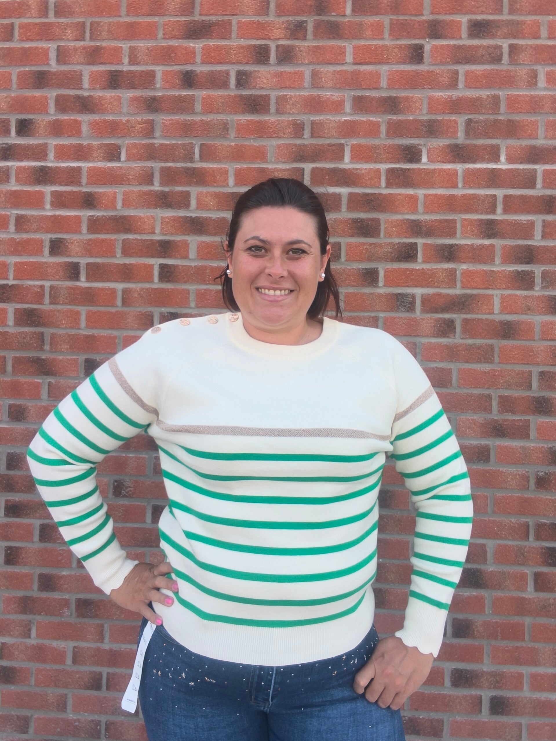 Pull rayure vert
