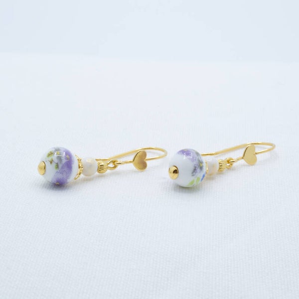 Sterling zilver verguld met 24k goud. Heart with flowers
