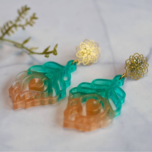 Flames epoxy oorbellen (rvs)