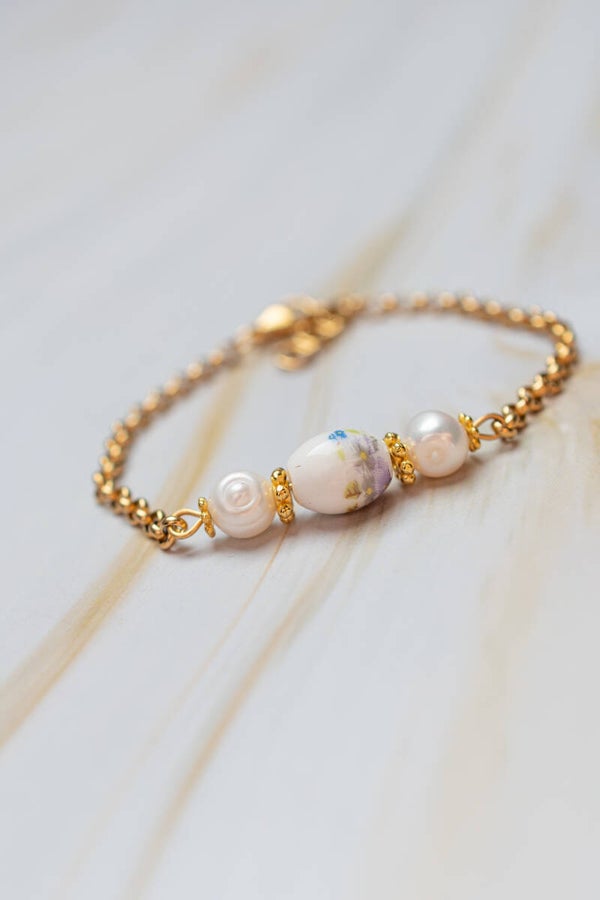 Zoetwaterparel Flower bracelet