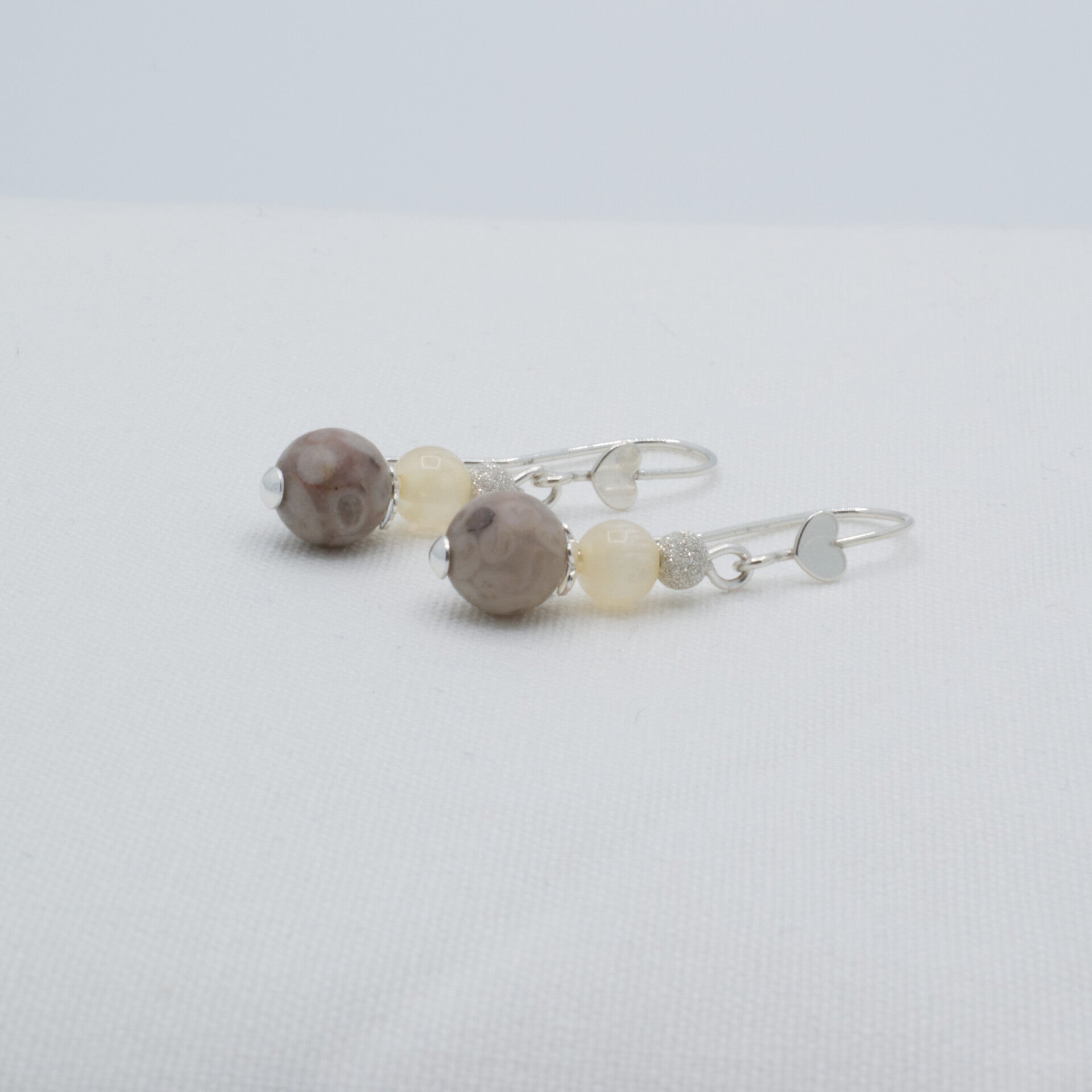 Sterling zilver hearted hanger met Maifan stone kraal