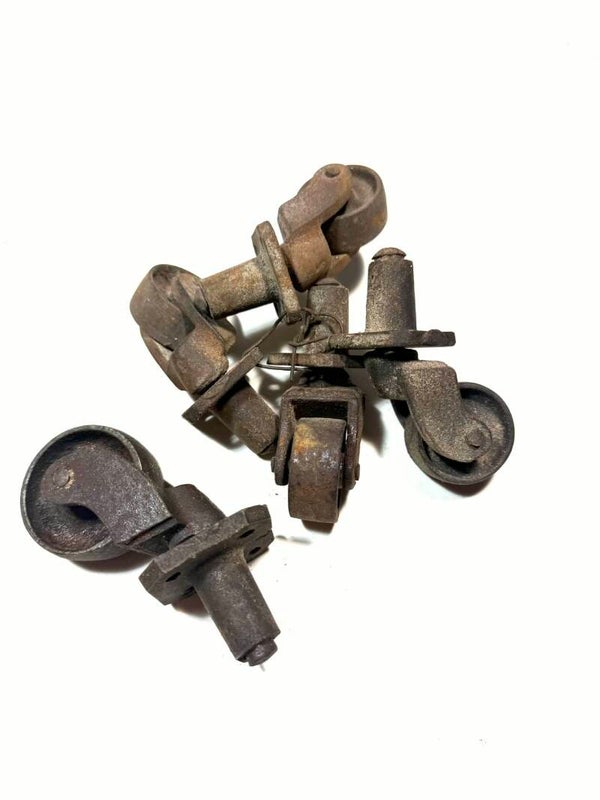 Lot de roulettes vintage en métal, roulettes de meubles anciens