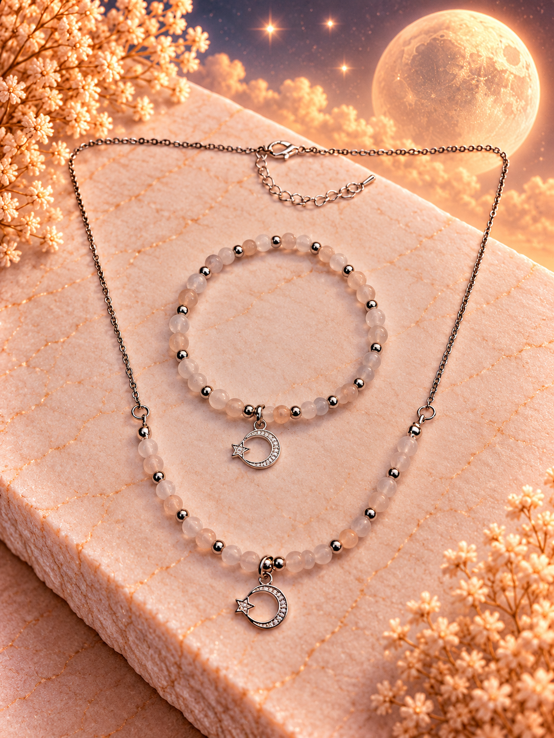 Full Moon Golden Glow - Armband+Ketting