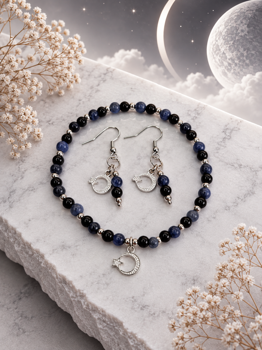 New Moon Midnight - Armband+Oorbellen