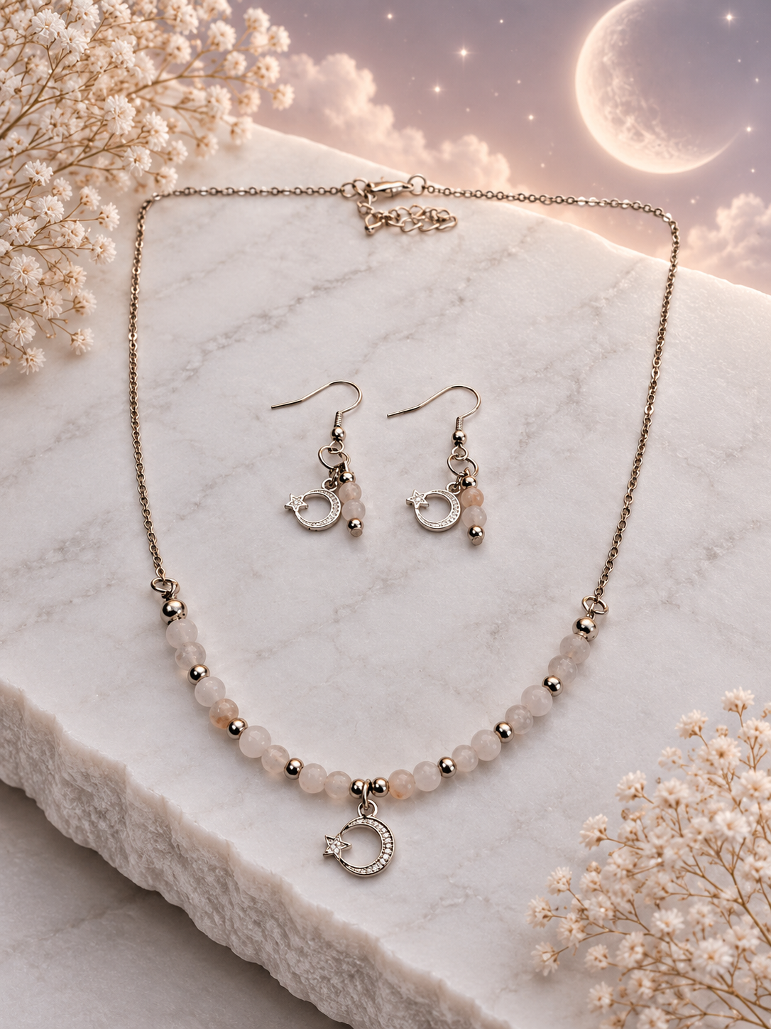 Moonlight Moon Mist - Ketting+Oorbellen