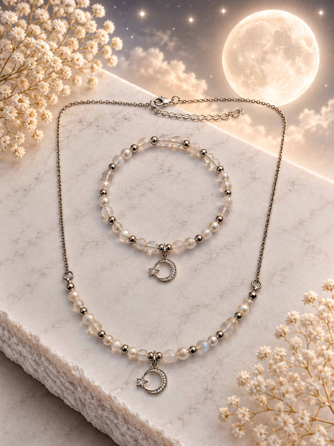 Full moon Pearl Moon - Armband+Ketting