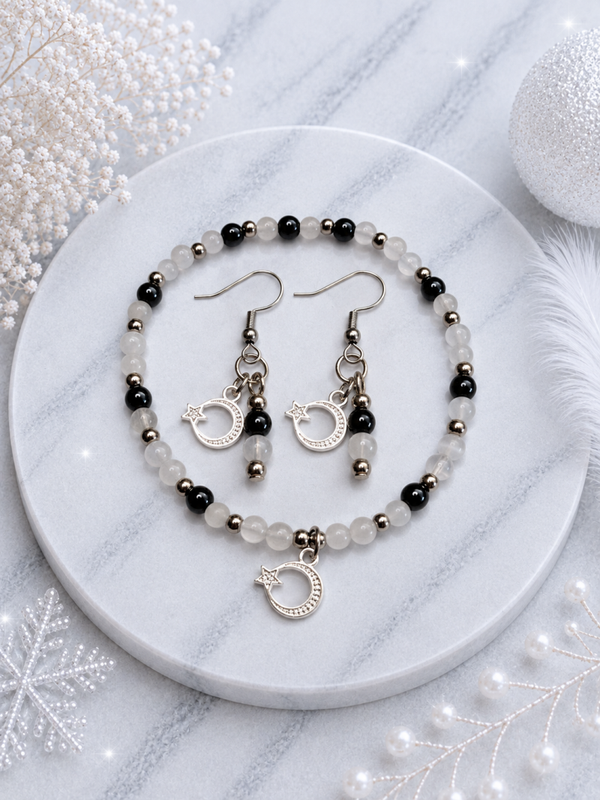 Wintermoon Snowfall - Armband+Oorbellen