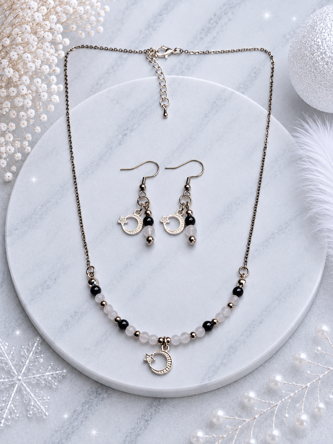 Wintermoon Snowfall - Ketting+Oorbellen