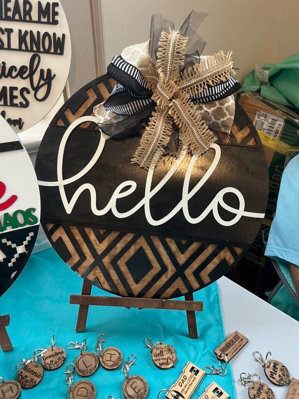 Hello Geometric Door Hanger