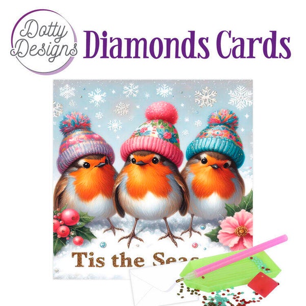Dotty Designs Diamond Cards - Festive Robin Trio