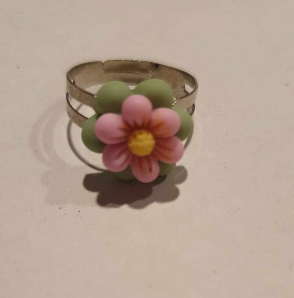 Les Fleurs - Bague petite fleur rose et vert