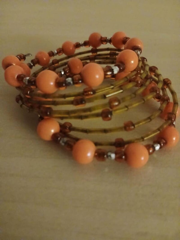 Bracelet - Grosses perles oranges