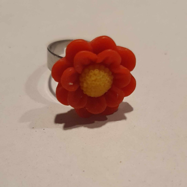 Les Fleurs - Bague grande fleur rouge