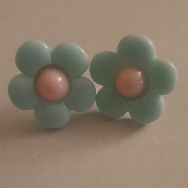 Les Fleurs - Boucles d'oreilles grandes fleurs turquoises