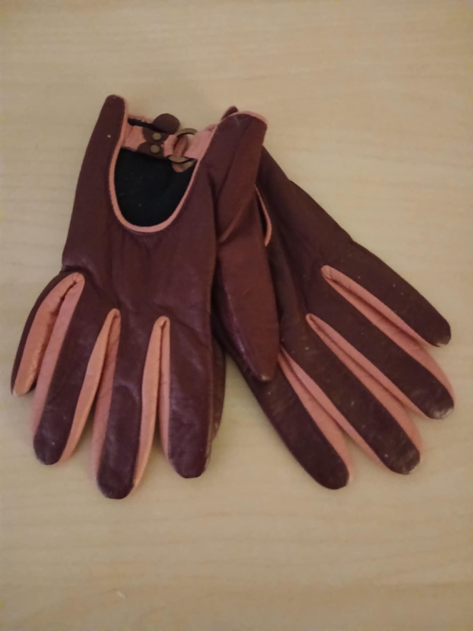 Mango - Gants faux-cuir bordeaux et rose