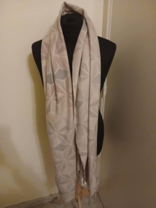 Sans Marque - Echarpe rose motifs géométriques