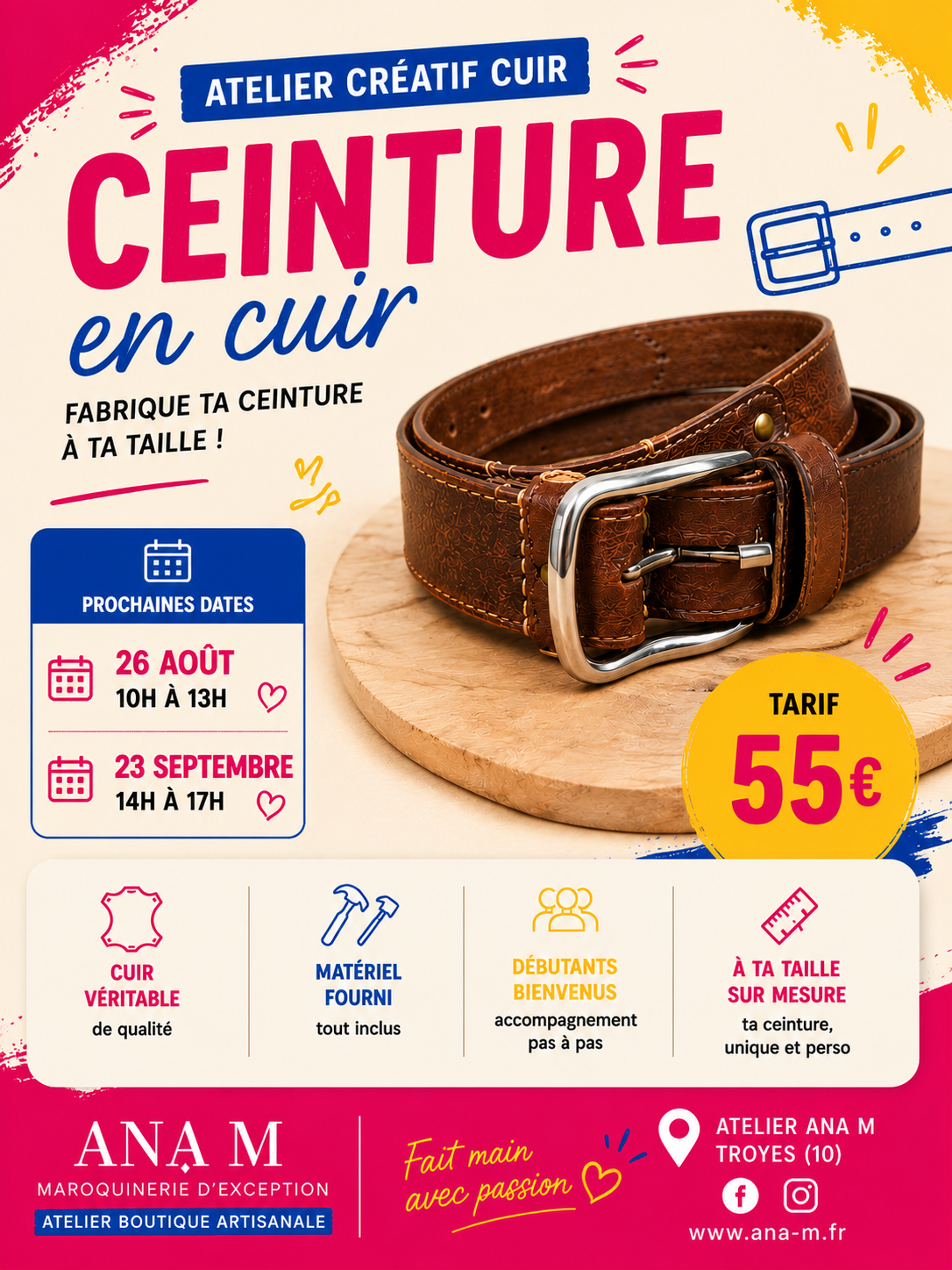 Atelier création d'une ceinture en cuir
