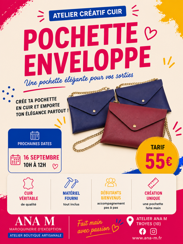 Atelier pochette enveloppe en cuir