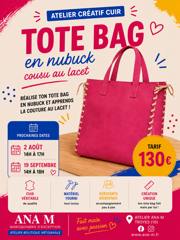Atelier Tote bag en nubuck cousu au lacet
