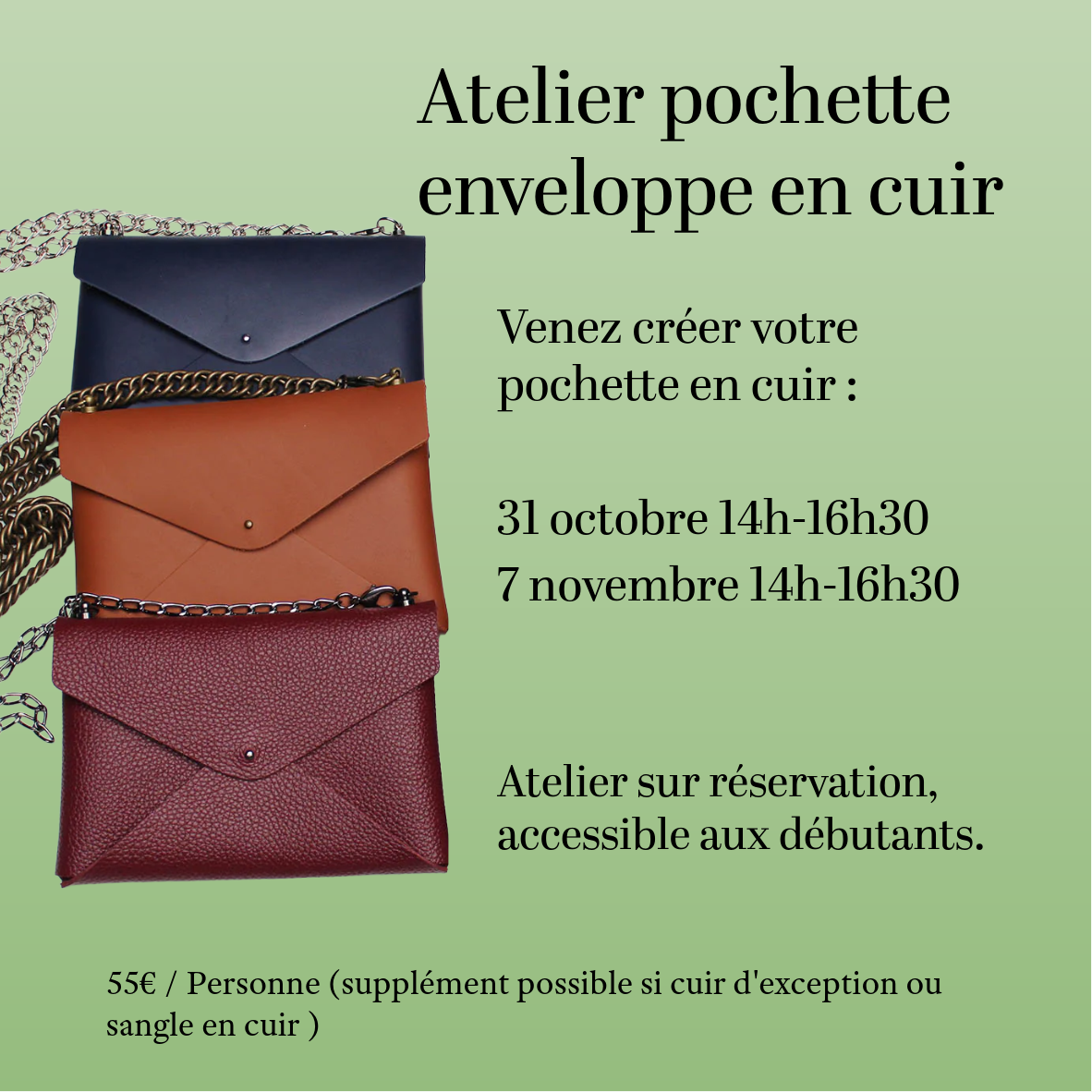 Atelier pochette enveloppe en cuir