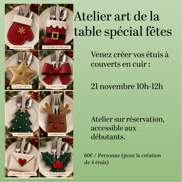 Atelier Etui à couverts en cuir SPECIAL FETES DE FIN D'ANNEE