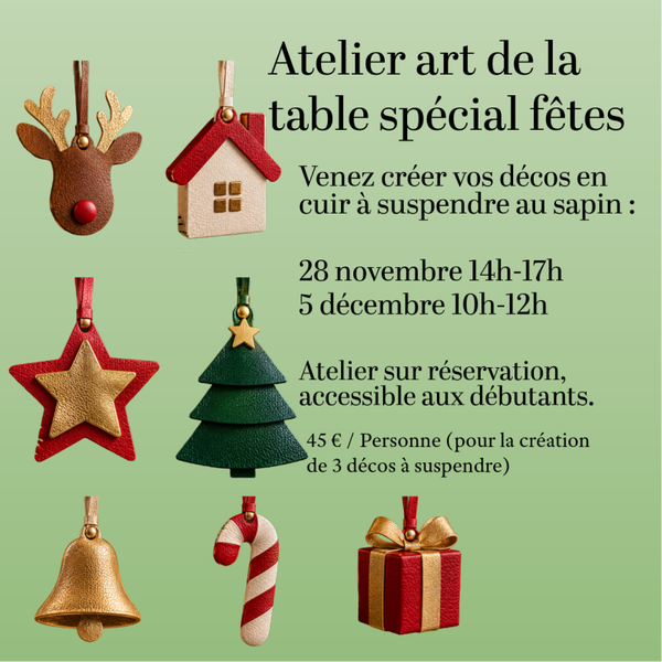 Atelier suspensions de sapin en cuir spécial fêtes de fin d'année