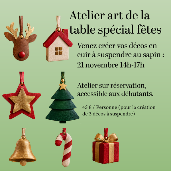 Atelier suspensions de sapin en cuir spécial fêtes de fin d'année