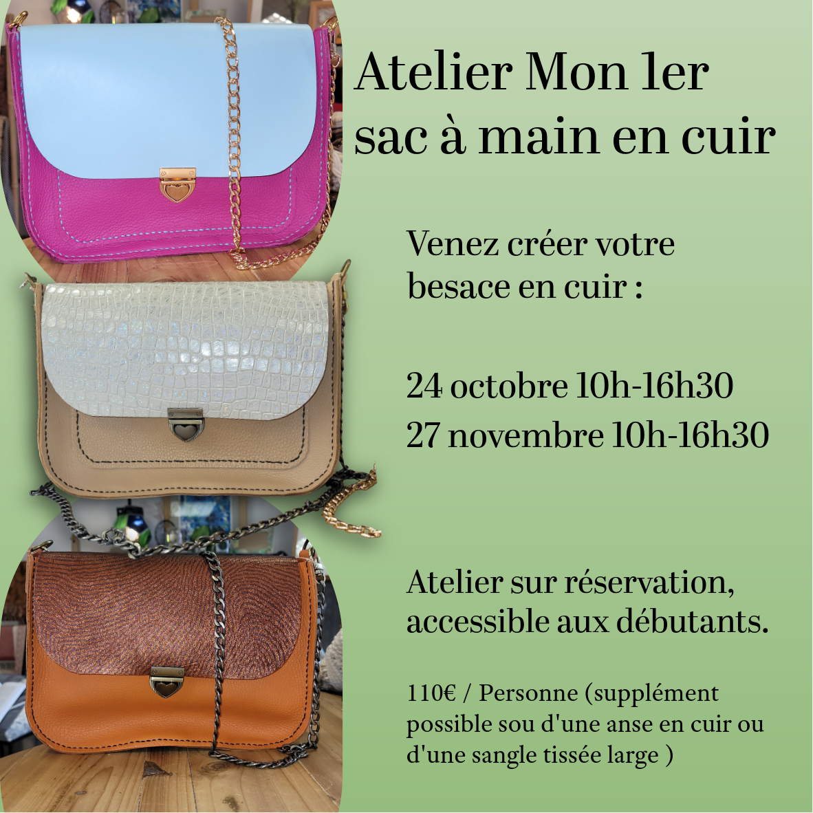 Atelier Couture de Votre Sac à main en Cuir