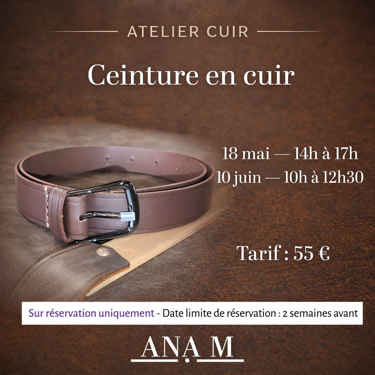 Atelier création d'une ceinture en cuir