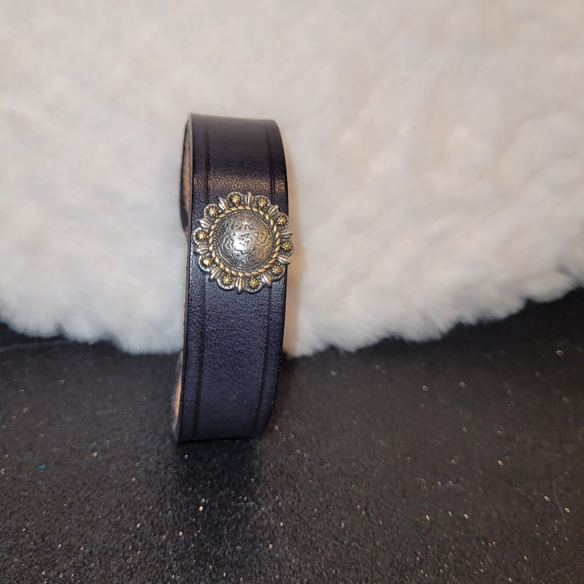 Bracelet en cuir de collet bleu marine