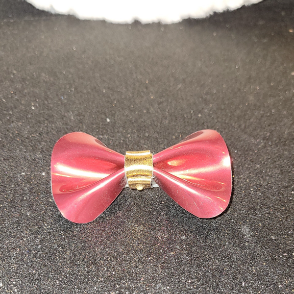 Pince à cheveux - mini nœud papillon en cuir rouge