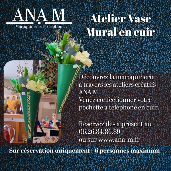 Atelier vase mural en cuir