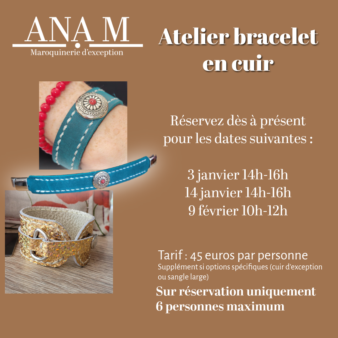 Atelier créatif - couture d'un bracelet en cuir